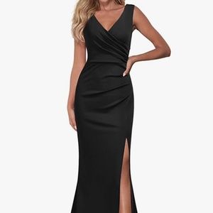 WOOSEA Women's V Neck Sleeveless Cocktail/Evening Dress Black Sz Medium